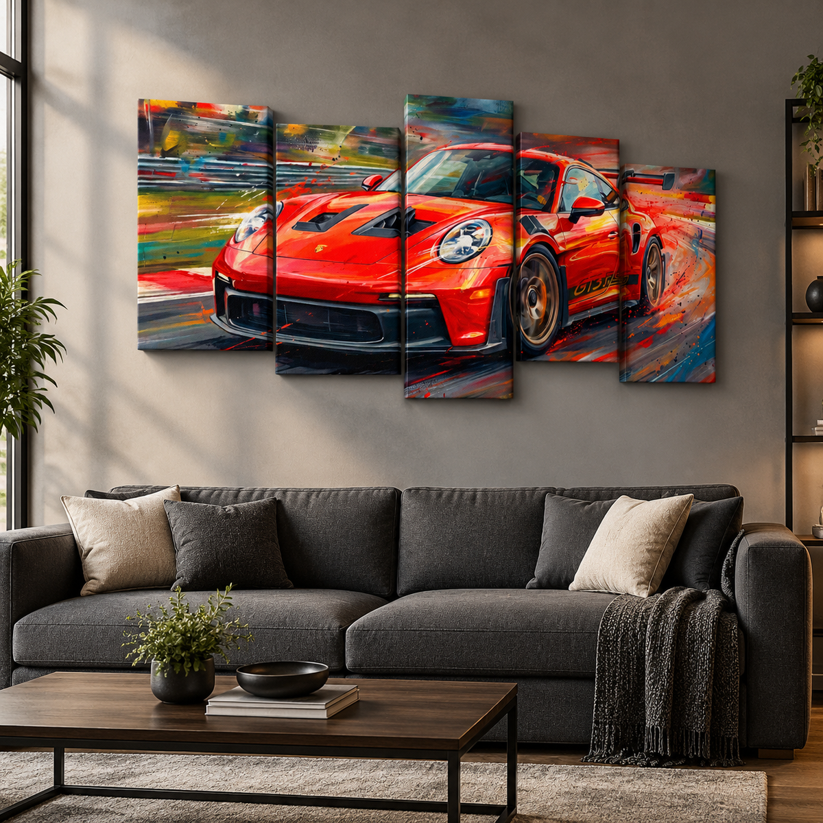 Porsche 911 GT3 Large Canvas Wall Art Mancave Garage Panel Print – 5-Panel Level