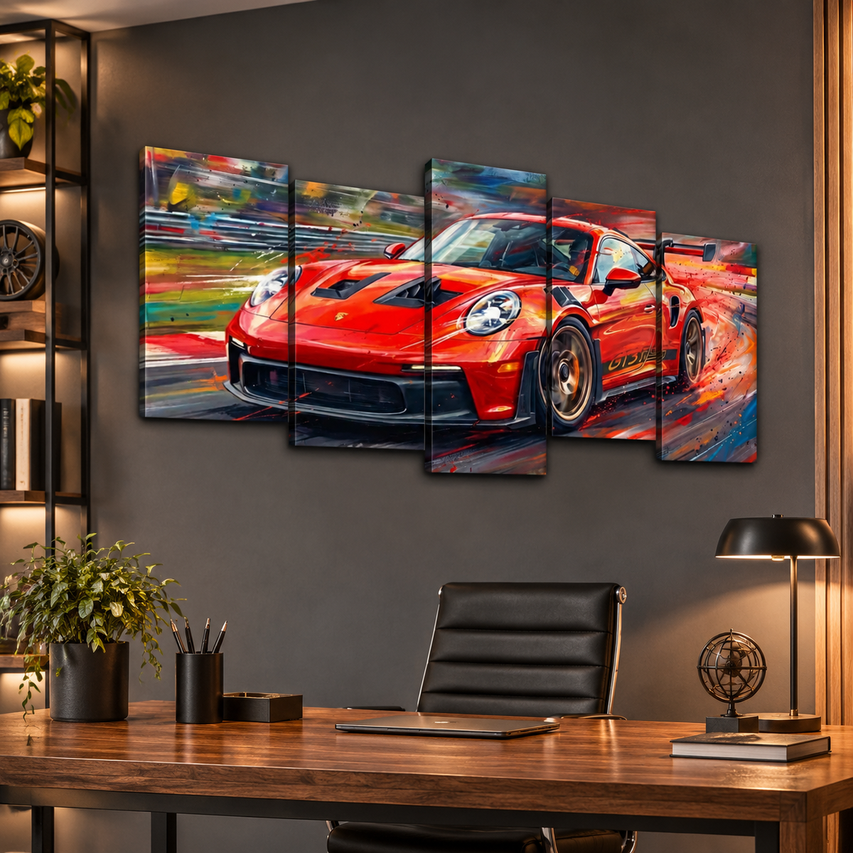Porsche 911 GT3 Large Canvas Wall Art Mancave Garage Panel Print – 5-Panel Level