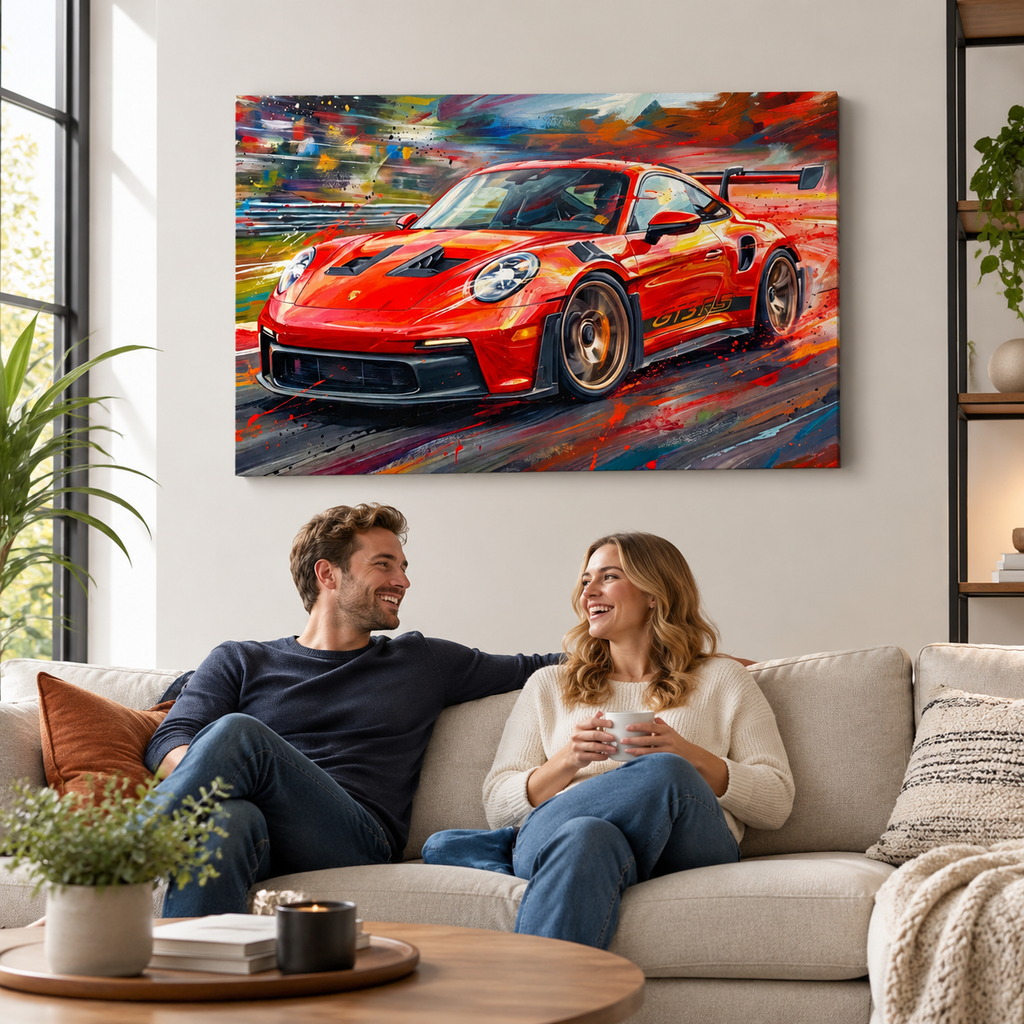 Porsche 911 GT3 Large Canvas Wall Art Mancave Garage Panel Print – 5-Panel Level