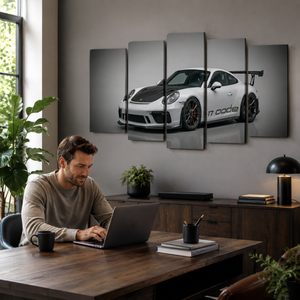 Porsche 911 GT3 991.2 Canvas Wall Art | 1, 3 & 5 Panel Staggered Garage Décor Print