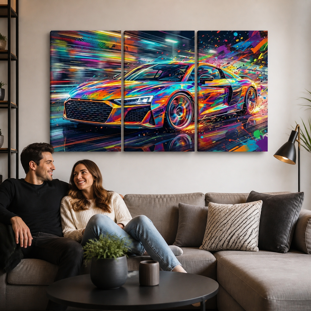 Supercar Abstract Multi-Color — 5-Panel Level Canvas Wall Art