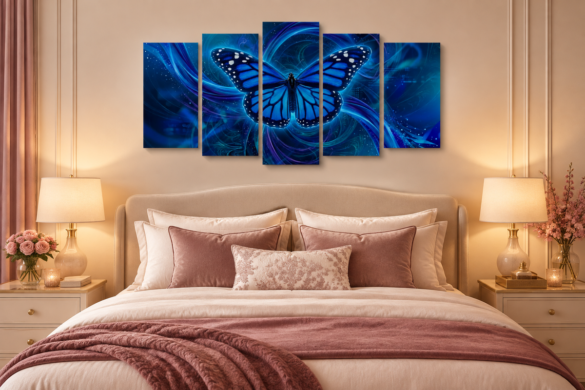 Romantic bedroom canvas mockup