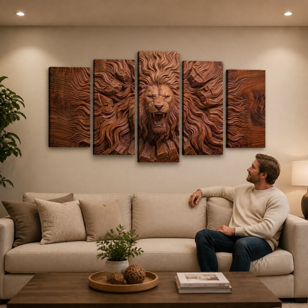 Multi-Panel Lion Canvas Wall Art | Wildlife Multi-Panel Print