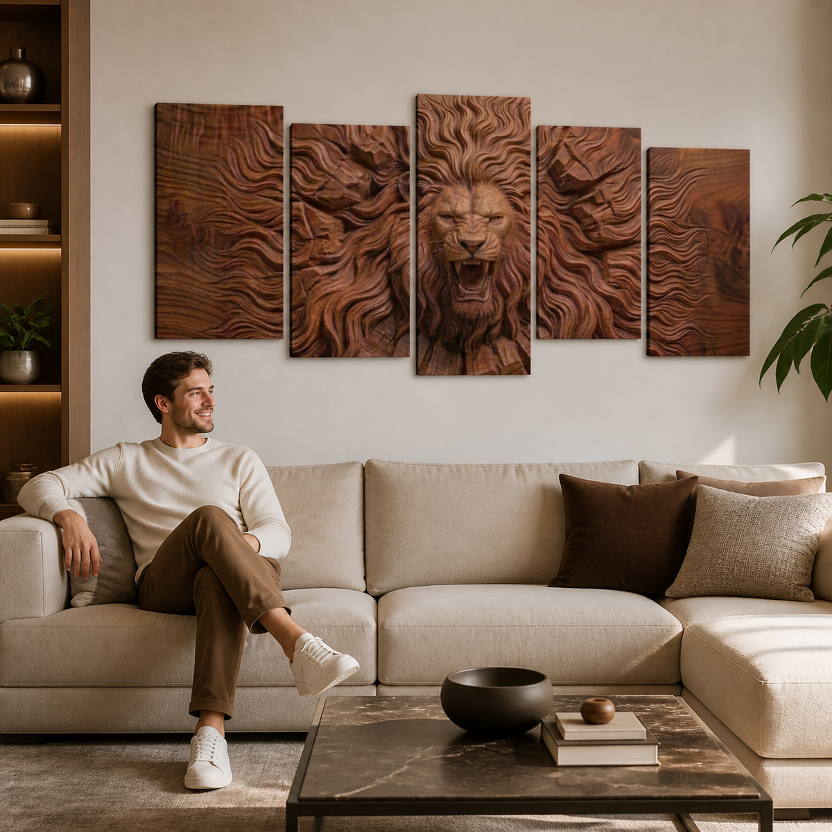 Multi-Panel Lion Canvas Wall Art | Wildlife Multi-Panel Print
