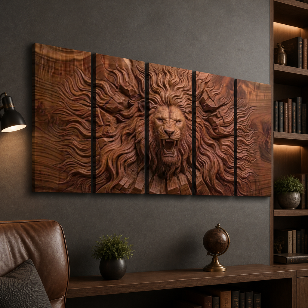 Multi-Panel Lion Canvas Wall Art | Wildlife Multi-Panel Print