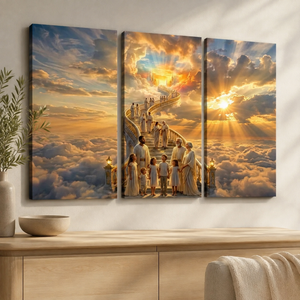 Stairway to Heaven Canvas Wall Art – Celestial Inspirational Print | 1 & 3 Panel Faith Décor