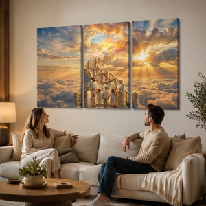 Stairway to Heaven Canvas Wall Art – Celestial Inspirational Print | 1 & 3 Panel Faith Décor