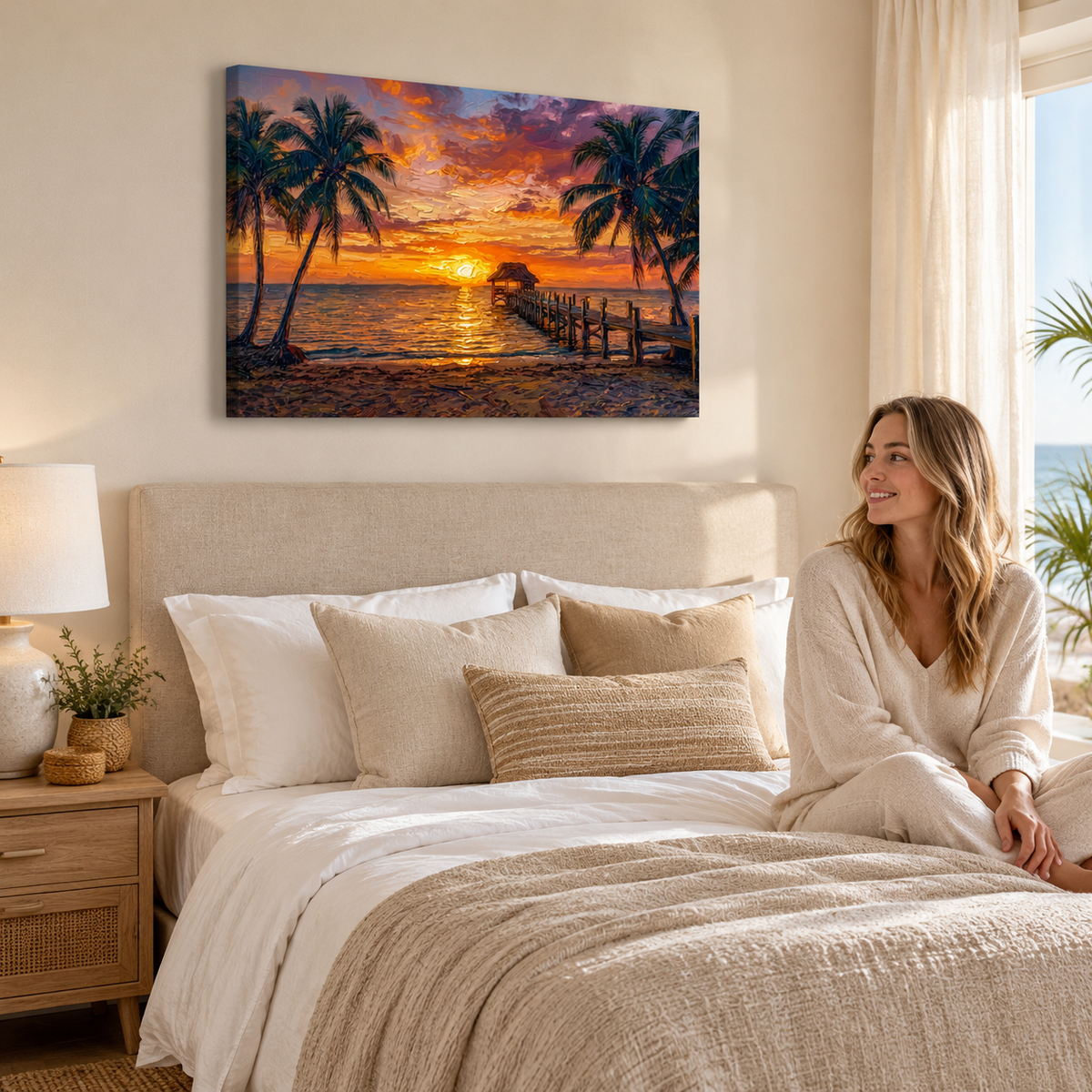 Dock at Sunset Canvas Wall Art – 5-Panel Level