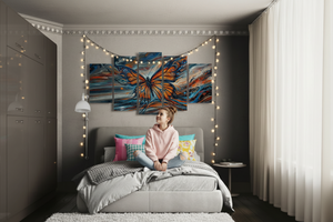 Wings of the Tempest – Abstract Monarch Butterfly Multi-Panel Canvas Art