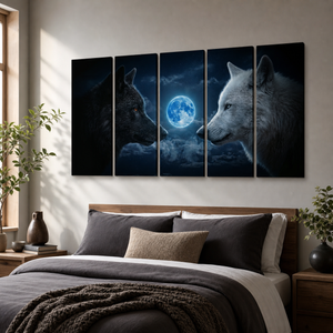 Blue Moon Wolves – Multi-Panel Canvas Wall Art