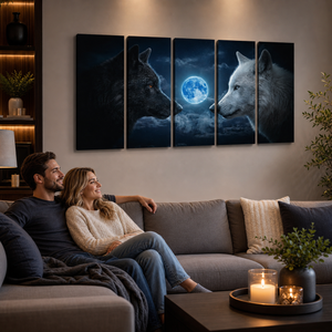 Blue Moon Wolves – Multi-Panel Canvas Wall Art