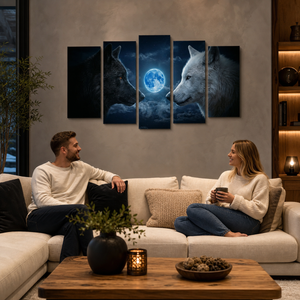 Blue Moon Wolves – Multi-Panel Canvas Wall Art